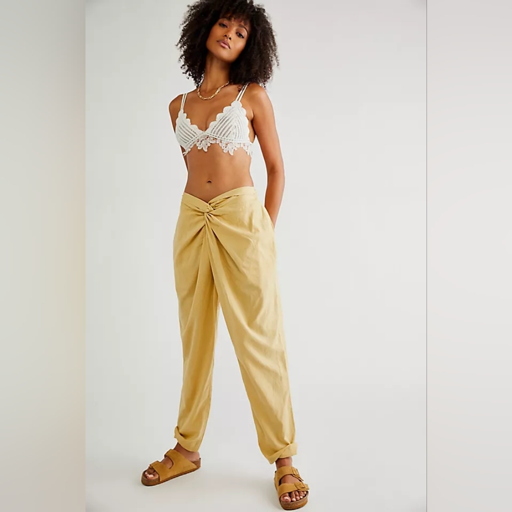 Free People Keep My Cool Pants In Butter Yellow